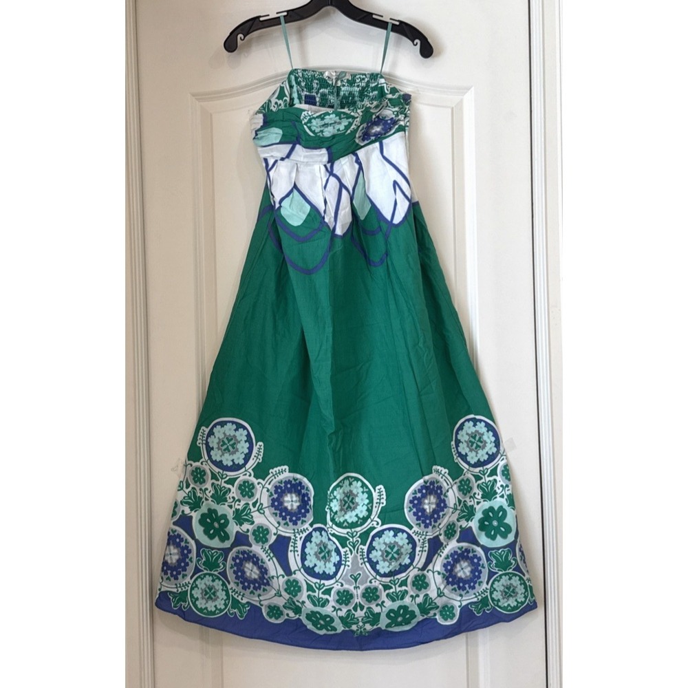 NWOT Moulinette Soeurs vétements Green Floral Maxi Removable Straps Dress Sz 4